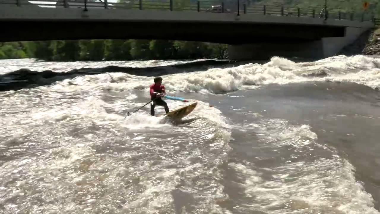 Kai Lenny tears the bag of the Glenwood Wave, one of the best river features in the country an hour west of Vail, Colorado. 