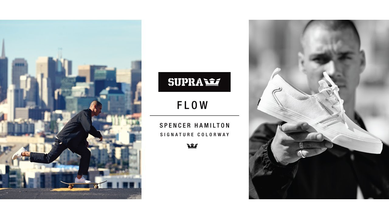 This season we are proud to introduce our all-new Flow skate shoe with a Spencer Hamilton signature colorway. Flow combines SUPRA’s skateboarding roots and passion for innovation to deliver a hybrid slip-on design inspired by timeless vulcanized silhouettes and performance-driven athletic shoes. <br /><br />Spencer Hamilton has been with SUPRA since the beginning. He started off getting flowed shoes as an amateur and steadily progressed his talents to evolve into the heavy-hitting professional he is today. Given his history, his technical ability on his board, and his willingness to skate whatever you put in front of him, Spencer makes for the perfect candidate to introduce our all new team shoe. <br /><br />Inspired by the beloved Cuba, Flow utilizes a hybrid slip-on construction to offer a stylish, low profile silhouette with an optional lace system for added support, containment, and protection. An updated vulcanized sole provides lighter-weight durability and board feel than traditional vulc soles while a midsole of encapsulated latex rubber foam paired with a dual density EVA insole provide superior comfort and impact protection.<br /><br />For his signature colorway, Spencer chose an all-white execution with red accents inspired by the flag of his Canadian homeland. Composed of white leather and canvas with light grey accents, the shoe rests atop a red and white rubber outsole. Spencer’s signature colorway and all Flow colorways are available now at better skate shops worldwide.<br /><br />Directed by Dennis Martin<br />Edit by Kyle Camarillo<br /><br />www.suprafootwear.com