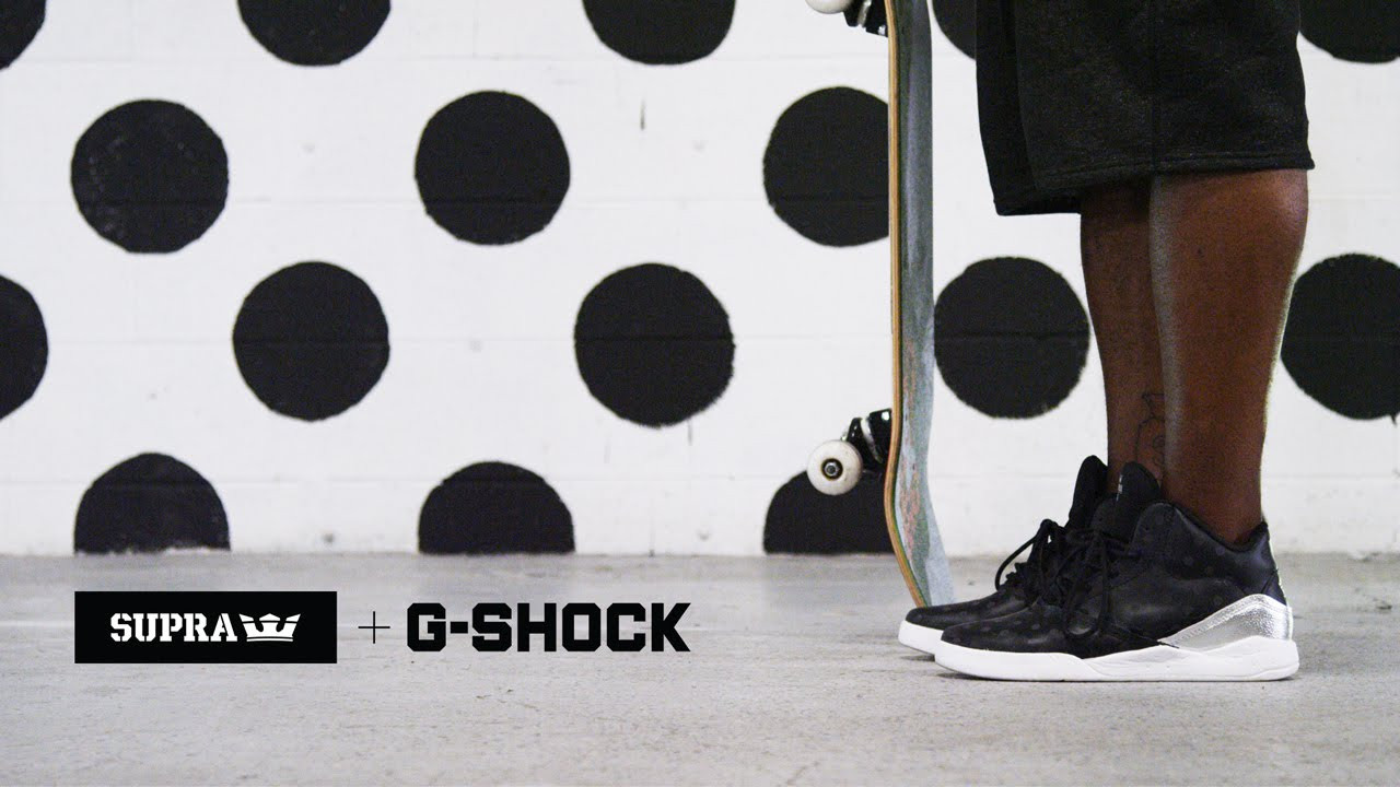 This season we’ve partnered with G-SHOCK to create a small capsule of limited footwear and watches for men and women. For over 30 years, G-SHOCK has been creating rugged timepieces built for active lifestyles. Like SUPRA, G-SHOCK emphasizes innovative technical features in functional, stylish designs to produce finely crafted, fashion-forward products. For more information regarding the #SUPRAxGSHOCK collaboration, please visit SUPRAFOOTWEAR.COM and GSHOCK.COM.<br /><br />SITE: http://www.suprafootwear.com<br />FACEBOOK: http://www.facebook.com/suprafootwear<br />TWITTER: http://www.twitter.com/suprafootwear<br />INSTAGRAM: http://instagram.com/suprafootwear<br />PINTEREST: http://www.pinterest.com/suprafootwear<br />TUMBLR: http://www.suprafootwear.tumblr.com/<br />VIMEO: http://www.vimeo.com/suprafootwear