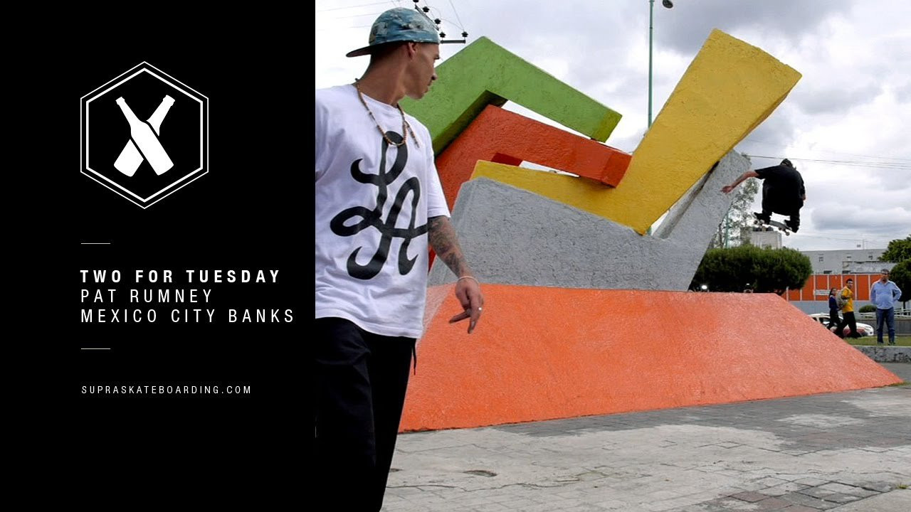 www.SupraSkateboarding.com<br /><br />This week it's three for the price of two over here at Supra Skateboarding! Pat Rumney putting it down in Mexico City on this rough bank spot. Isn't skateboarding fun?<br /><br />Two For Tuesday is our new weekly feature dropping every Tuesday on SupraSkateboarding.com and Instagram. It will consist of one trick two angles, one angle regular speed and a slo-mo, or just two tricks.<br /><br />@SupraSkateboarding<br /><br />Video:<br />Dennis Martin<br />@dirtyklips<br />Alan Hannon<br />@alan916