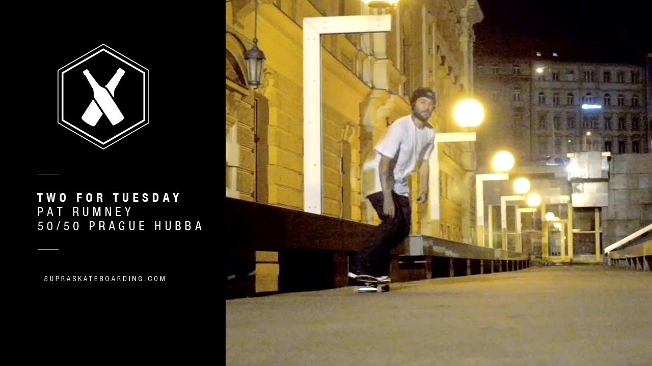 www.SupraSkateboarding.com<br /><br />We were driving around Prague skating spots for days and we kept seeing this Hubba with a kink on the side of the road. One night after a few beers out of nowhere Pat said lets go light up that Hubba, I want to skate it right now. So we set up the lights and as the security was heading our way Pat gave it one try and here it is.<br /><br />Two For Tuesday is our new weekly feature dropping every Tuesday on SupraSkateboarding.com and Instagram. It will consist of one trick two angles, one angle regular speed and a slo-mo, or just two tricks.<br /><br />@SupraSkateboarding<br /><br />Video:<br />Alan Hannon<br />@alan916