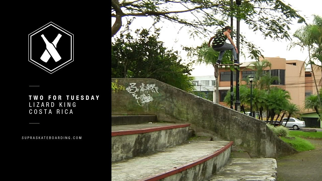 www.SupraSkateboarding.com<br /><br />Lizard warms it up with a Front Nose then gets a bit creative at this crusty Costa Rican spot.<br /><br />Two For Tuesday is our new weekly feature dropping every Tuesday on SupraSkateboarding.com and Instagram. It will consist of one trick two angles, one angle regular speed and a slo-mo, or just two tricks.<br /><br />@SupraSkateboarding<br /><br />Video:<br />Alan Hannon<br />@alan916<br />Dennis Martin<br />@dirtyklips