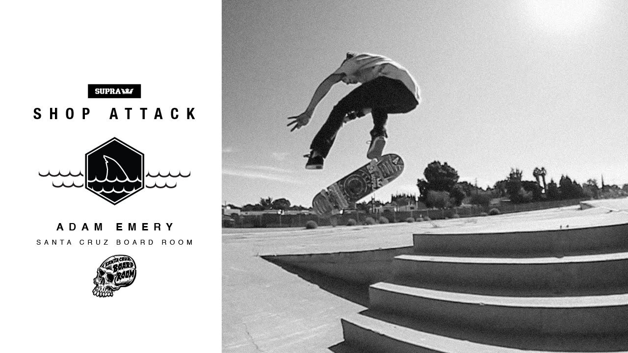 www.supraskateboarding.com<br /><br />Our fifth attack is Adam Emery from Santa Cruz Board Room in none other than Santa Cruz, California. Shop Attack is our new feature highlighting our shop flow riders around the world via some good hometown skateboarding. Keep a lookout for your local shop and even yourself. Follow @SupraSkateboarding for more.<br /><br />Shop: Santa Cruz Boardroom<br />Insta: @scboardroom<br /><br />Skater: Adam Emery<br />Insta: @emerybored<br /><br />Filmer: Christian Shephard<br />Insta: @christianshephard