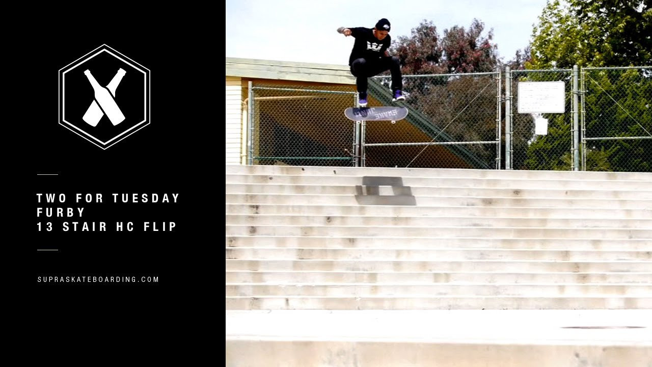 www.SupraSkateboarding.com<br /><br />This weeks we have this massive Fs Halfcab Flip from Mr. Ramiro "Furby" Salcedo, one of the biggest ever done.<br /><br />Two For Tuesday is our new weekly feature dropping every Tuesday on SupraSkateboarding.com and Instagram. It will consist of one trick two angles, one angle regular speed and a slo-mo, or just two tricks.<br /><br />@SupraSkateboarding<br /><br />Video: <br />Alan Hannon<br />@Alan916