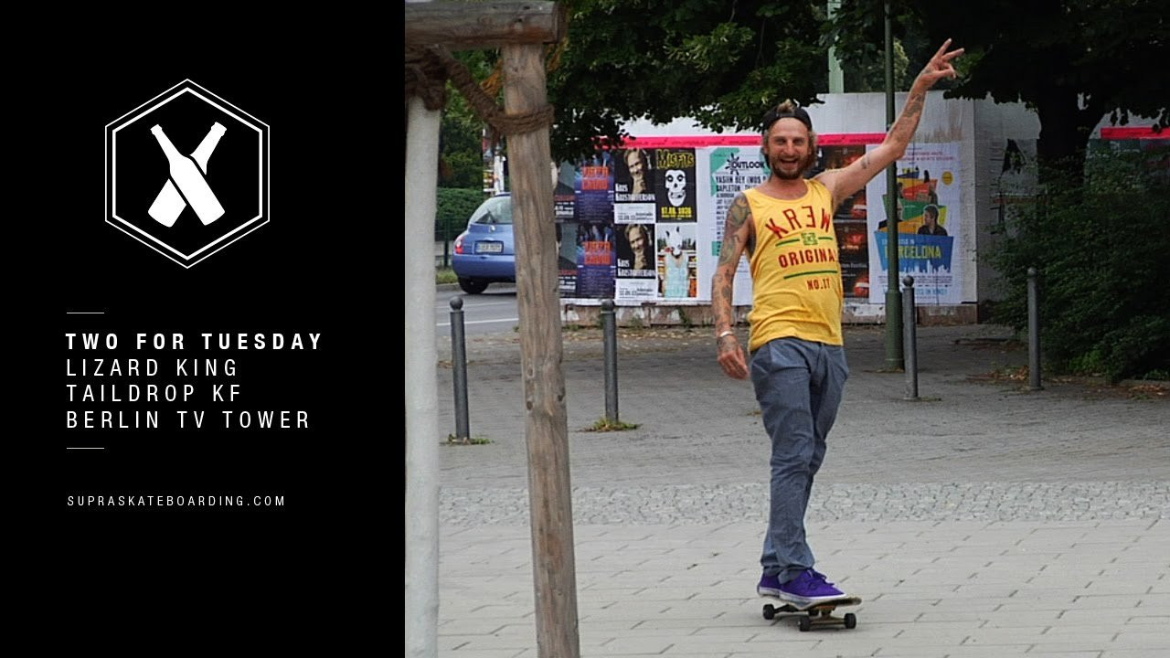 This week we have Lizard with a Tail Drop KF of the railing on top of the big bank at the TV Tower in Berlin. Lizard breaks it off and kicks starts our tour with the first trick.<br /><br />Two For Tuesday is our new weekly feature dropping every Tuesday on SupraSkateboarding.com and Instagram. It will consist of one trick two angles, one angle regular speed and a slo-mo, or just two tricks.<br /><br />@SupraSkateboarding<br /><br />Video: <br />Alan Hannon<br />@alan916<br />Dennis Martin<br />@Dirtyklips<br /><br /><br />www.supraskateboarding.com