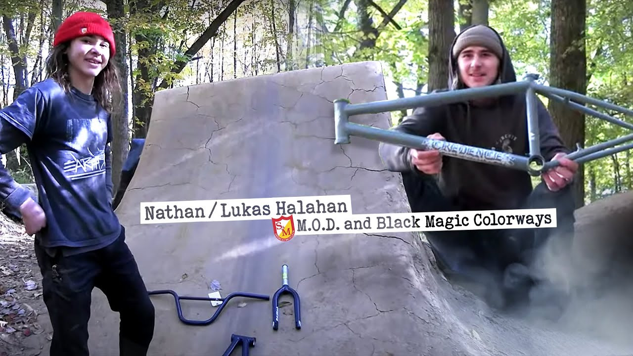 Nathan and Lukas Halahan are certified trail/transition killers and we didn't want to send them into battle empty-handed. Enter two new signature colorways of S&M parts the Halahan Bros already ride and love.<br /><br />Lukas is blasting a Matty Aquizap sig. Black Magic, Widemouth Pitchfork and Credence 8.7" bars in 'GUNSMOKE.' <br /><br />And Nathan's hittin' the trail on his M.O.D. frame (shouts to Juicy Jaymz), Pitchfork and Credence bars in 'BLUE GROOVE.' <br /><br />Arm yourselves kids... you don't want some old, big-name dude riding into town and stealing your spot!<br /><br />https://www.sandmbikes.com/product/hardgoods/frames/black-magic-frame-lukas-halahan/<br />https://www.sandmbikes.com/product/hardgoods/frames/nutter-sig-m-o-d-frame-nate-halahan-colorway/<br />https://www.sandmbikes.com/product/hardgoods/forks/widemouth-pitchfork/<br />https://www.sandmbikes.com/product/hardgoods/bars/credence-8-7-bar/