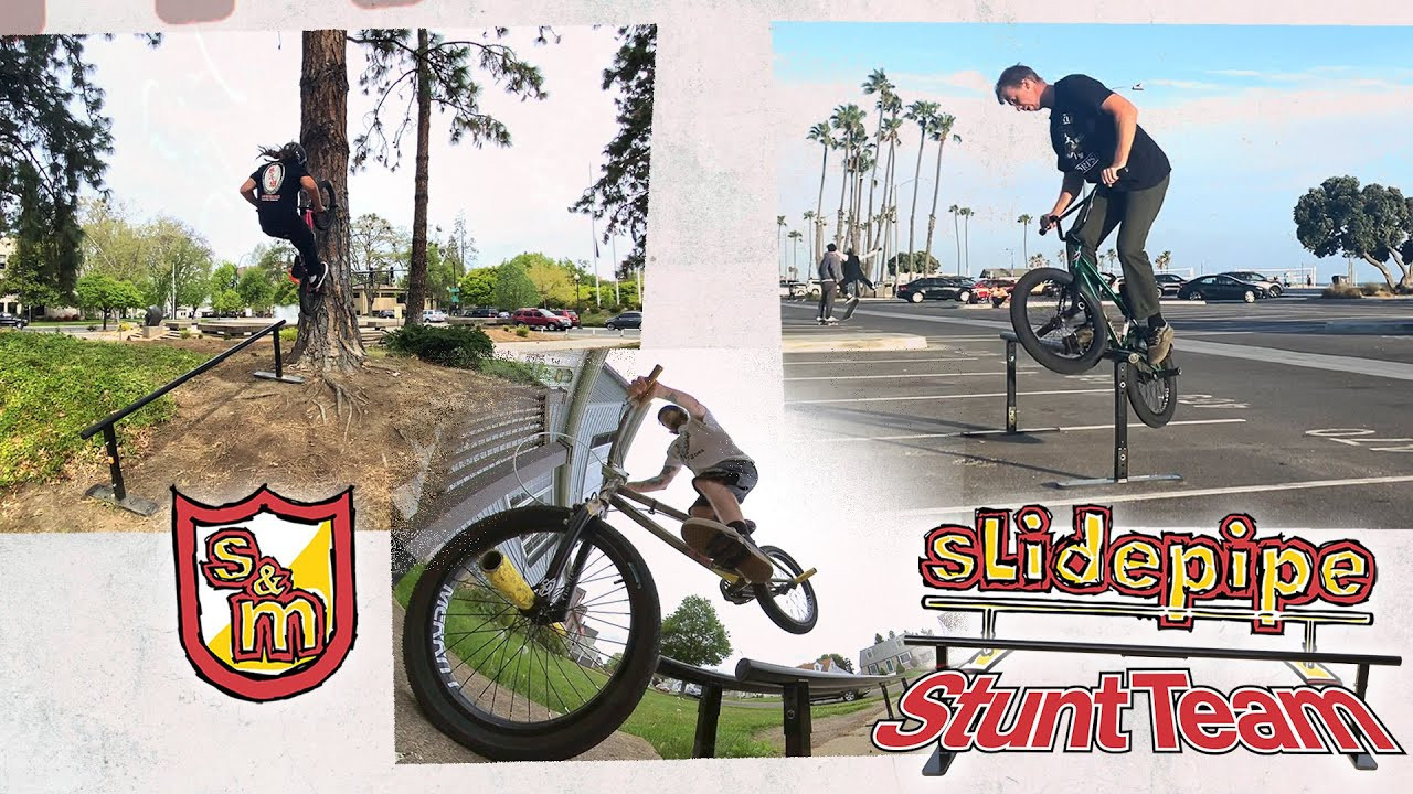 The Slidepipe Stunt Team's season opener demo at Santa Ana Middle School went well, here's clips of the action featuring Charlie C, Dave Krone, Mike Stahl, and Aryei Levenson shredding their V2's!<br /><br />https://www.sandmbikes.com/product/hardgoods/rails/slidepipe-v2/