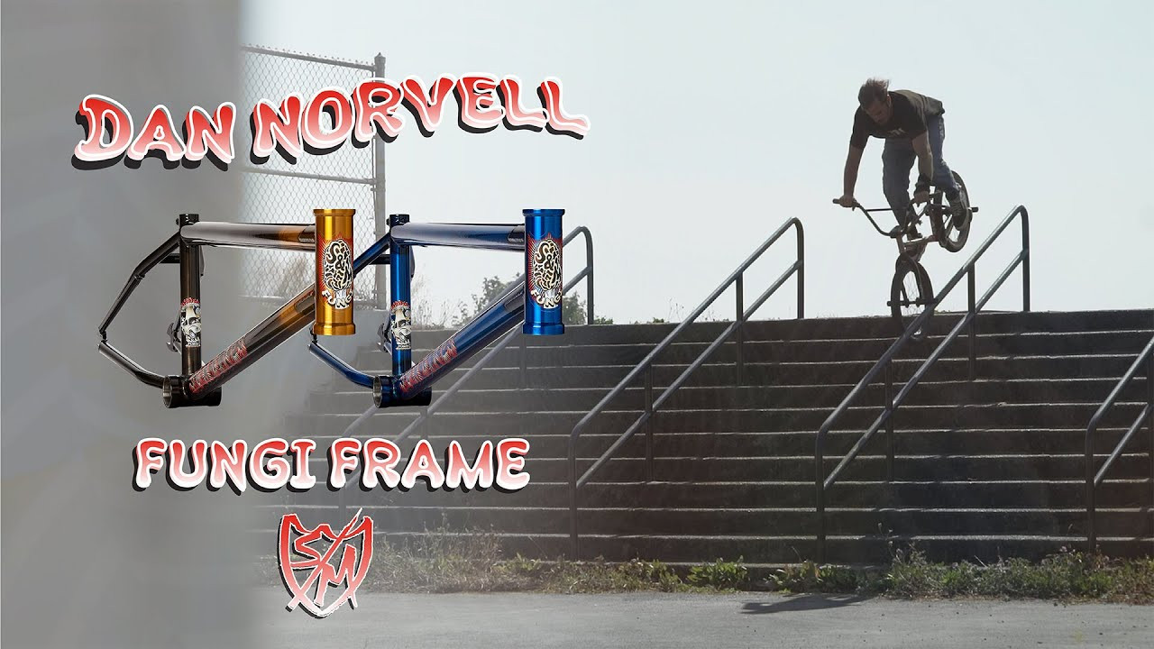 Dan has been killing it forever and today we celebrate the release of his signature FUNGI frame!<br /><br />https://www.sandmbikes.com/product/hardgoods/frames/fungi-frame/<br /><br />TOP TUBE LENGTH 20.5″,20.75″,21″<br />REAR END LENGTH 13″-13.6″<br />HEAD TUBE ANGLE 75°<br />HEAD TUBE STYLE 5″ Integrated (45°/45°, 41.8mm)<br />SEAT TUBE ANGLE 71°<br />BB HEIGHT 11.7″<br />STANDOVER HEIGHT 8.69″<br />WEIGHT 4.65 lb (2.12 kg)
