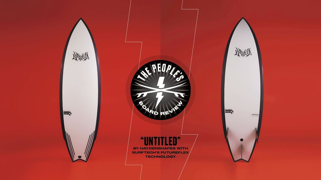 Board Specifications: https://surftech.com/hs-untitled-futureflex/<br /><br /><br />Welcome back to The People’s Board Review, a board test series in which unsponsored, relatable rippers test out the latest surfboard designs and offer their unfiltered take. For this review, we put three different Surftech collaborations – boards designed by world-class shapers, then constructed with unconventional materials and processes for enhanced performance and durability – in the hands of four surfers to test out in clean, shoulder-high conditions at a typical California beach break. The craft included the “Untitled” by Haydenshapes, an honest-to-god rip stick with a friendly amount of foam; the “Twin Fin”, a (you guessed it) two-finned craft by Channel Islands that functions as a great all-arounder; and the “Modern 2”, a down-the-line, more classic twin shape from Sharp Eye.<br /><br /><br />It was a close match up for first place with some of the testers preferring the “CI Twin”, but in the end the scorecards gave a slight edge to the “Untitled” by Haydenshapes with FutureFlex technology. Here’s what you need to know about it:<br />The Gist:<br />It’s an honest-to-god rip stick with a friendly amount of foam. The “Untitled” features a slightly-fuller outline for easier paddling and speed generation, but it doesn’t clip its high-performance wings, either. You can whip this tri-fin through some tight arcs in good and sloppy waves alike. According to Tester #2, “It’s kind of that versatile board that goes super fast, is pretty maneuverable, would work well in kind of any surf. Definitely a good board for a surf trip.” Tester #2—6-feet tall, 150 lbs., prefers 25.5 L boards and rips by any standards—rode the “Untitled” as a stock 5’6” x 18.75” x 2.2” 24.79 L. For everyone else, stock dims range from 5’5” x 18.5” 2.15” 23.45 L on the featherweight side to 6’4” x 20.5” x 2.75” 38.64 L for NBA centers. The craft features Surftech's FutureFlex construction, which employs a stringer-less, high-density EPS blank laminated with biaxial fiberglass, epoxy resin and a parabolic carbon fiber frame to provide a lively flex and drive.<br /><br />Speed: 7.3/10<br />Our three smaller testers—ranging from 5’9”, 130 lbs. to 5’10”, 180 lbs.—typically ride sleek performance craft, and with that as a baseline they all gave the board excellent marks for its speed generation. Our largest tester—6’1” at 192 lbs., who prefers 40 L boards—gave it the lowest score of 6 for speed. “If you’re surfing hollow, East Coast-style, or good California ledgy waves...that might be the board for you,” said Tester #4, who rode the “Untitled” at 6’4” x 20.5” x 2.75” 38.64 L. “But if you’re not, if you’re surfing down-the-line or softer type of stuff, you might want something with a fuller nose.”<br /><br /><br />Frontside Maneuverability: 8/10<br />“Did you see my air?” asked Tester #3—who is 5’10”, 180 lbs., normally rides 27.5 L boards—after his session on the 5’8” x 19.25” x 2.3” 27.59 L “Untitled”. Umm, sorry, we missed it, but we certainly believe you. Frontside maneuverability was the highest scoring criterion, averaging 8 points, with no one rating it lower than 7. With minimal effort, this thing turns on a dime, and apparently it’s also just itching to fly.<br /><br />Backside Maneuverability: 7.3/10<br />While most surfers are going to rate a board better frontside than backside, the difference wasn’t significant for the testers, who still found that the “Untitled” worked plenty well when projecting up the face on their heel side and cracking the lip. “It feels like a shortboard; it doesn’t trick you,” said Tester #3.<br /><br /><br />Paddling: 7.3/10<br />“It just paddled really well, so that in turn made me catch a lot of waves,” said Tester #1—5’9”, 130 lbs., prefers 26.2 L craft—after what seemed like 20 laps in as many minutes on a 5’7” x 19” x 2.25” 26.36 L. Most testers were impressed by the paddling and wave-catching ability of this stubby performance board, scoring it 7 or higher. Only the largest tester scored it lower, with a 6.