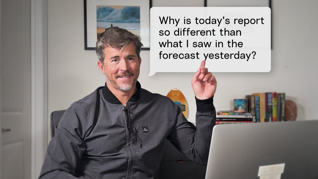 In our new series Forecast Feedback, we answer your surf questions to help you better understand the forecast — and ultimately score more waves. Above, Kevin Wallis, Chief Forecaster at Surfline, explains what a model does, why the forecast changes, and what to do when it does, so you can calibrate your expectations before you get to the beach.<br />Have a surf forecast question you’d like answered? Drop it in the comments below.<br /><br />0:00 Forecast Feedback<br />0:10 Why is today's report so different than what I saw in the forecast yesterday?<br />00:27 What is a model forecast? What's an observation?<br />00:47 It was supposed to be 4-6ft, and now it's 6-8ft. What happened?<br />01:20 Where can I find surf condition observations?<br />01:59 Forecaster tips on how to plan your next surf<br />-----------------------------------<br /> Subscribe: <br /> http://www.youtube.com/subscription_center?add_user=surfline<br /> <br /> Become a Surfline Premium Member: <br /> https://www.surfline.com/<br /> <br />----------------------------------