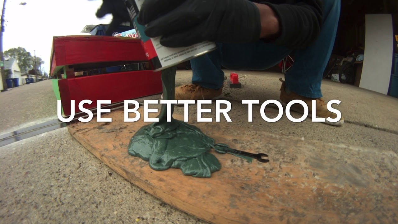 Can you skate over Bondo Glass? We get to find out! DIY bondo Job gone wrong but still ended up decent in the end. Drop your suggestions for better techniques in the comments! Anyone have any booboo bondo experiences to share? We will certainly be making another bondo video with better tools and techniques!<br /><br />This is what you want<br />BONDO <br />https://www.google.com/search?q=all+purpose+putty&rlz=1C1PRFI_enUS883US883&oq=all+purpose+putty&aqs=chrome..69i57j0l4j69i60l3.4534j0j4&sourceid=chrome&ie=UTF-8<br /><br />Don't forget SWISS ROLLS<br />Trabajando Fisheye <br />https://www.trabajandoskate.com/collections/accessories-videos/products/trabajando-g-lens