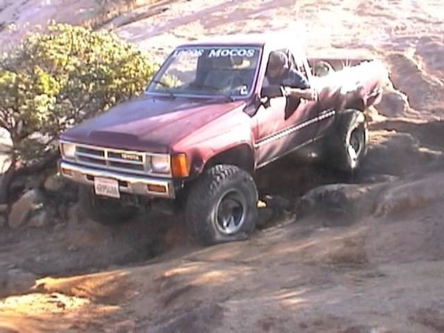This is my friend Ben L. in the red toyota and me in the tacoma out at Pancake Rock in Jamul. This was in 2003.