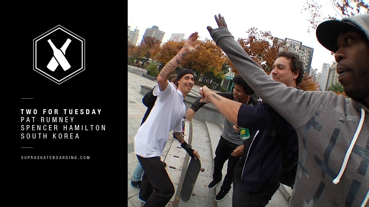 This week were taking you al the way to the nice little rail in South Korea with some nice little tricks from Spencer Hamilton and Pat Rumney.<br /><br />Two For Tuesday is our new weekly feature dropping every Tuesday on SupraSkateboarding.com and Instagram. It will consist of one trick two angles, one angle regular speed and a slo-mo, or just two tricks.<br /><br />@SupraSkateboarding<br /><br />Video: Alan Hannon<br />@alan916<br /><br />www.supraskateboarding.com
