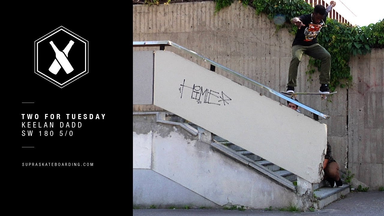 This week week we have Keelan Dadd getting a little help from Muska and the pit crew putting a new board together in record time for this Sw 180 5/0<br /><br /><br />Two For Tuesday is our new weekly feature dropping every Tuesday on SupraSkateboarding.com and Instagram. It will consist of one trick two angles, one angle regular speed and a slo-mo, or just two tricks.<br /><br /><br />Video:<br /><br />Alan Hannon<br />@alanhannon916<br /><br />Dennis Martin<br />@Dirtyklips<br /><br />www.supraskateboarding.com