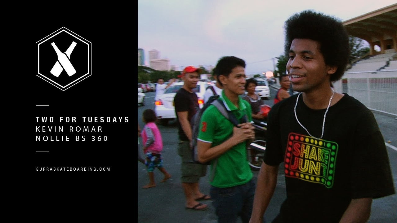 Our third installment of Two For Tuesdays comes from Kevin Romar with a Nollie bs 360<br />at a rugged Manilla spot.<br /><br />Two For Tuesday is our new weekly feature dropping every Tuesday on SupraSkateboarding.