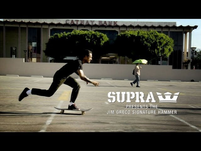 Jim Greco's new, lightweight, signature low top masterfully combines the best elements of a vulcanized sole with a cup sole. <br /><br />SUPRA is pleased to announce the release of Jim Greco's fifth signature shoe, the Hammer. The new low top combines the elegant simplicity of a classic casual shoe with the comfort and technology of a modern skate shoe. <br /><br />"I wanted to make a super simple looking shoe," Jim said recalling the design process. "There's a million shoes out there that are simple, but I really wanted that fusion of vulcanized and cup sole because I like the feel of the vulc, but I like the impact absorbing features of the cup sole. I went back and forth with Josh [Brubaker], we tweaked on the drawings together, we got some cool original details, but kept a simple aesthetic, and it came out awesome."<br /><br />The Hammer is a high performance, lightweight, low top skate shoe. The upper has a short eye stay, a long vamp, and minimal branding. And while the front of the cup sole tapers to provide the board feel of a vulcanized sole, the heel of the sole is outfitted with a lightweight, molded SUPRAFOAM midsole for superior impact absorption. <br /><br />The Hammer is being released in two styles: <br /><br />Grey suede. Grey nubuck. Black canvas tongue. Blue SUPRAFOAM midsole. Grey outsole with blue traction pods. <br /><br />Black suede. Black canvas. White, speckled, SUPRAFOAM midsole. White outsole with black traction pods. <br /><br />"It was important for me to have a shoe that was skateable right out of the box," Jim said, "and we nailed it. I've had so much fun skating in these. It's the best shoe I've ever skated in."<br /><br />The Jim Greco signature Hammer is now available at better skate retailers worldwide, and suprafootwear.com.<br /><br />Videography by: Mikey Alfred<br /><br />SITE: http://www.suprafootwear.com<br />FACEBOOK: http://www.facebook.com/suprafootwear<br />TWITTER: http://www.twitter.com/suprafootwear<br />INSTAGRAM: http://instagram.com/suprafootwear<br />PINTEREST: http://www.pinterest.com/suprafootwear<br />TUMBLR: http://www.suprafootwear.tumblr.com/<br />VIMEO: http://www.vimeo.com/suprafootwear