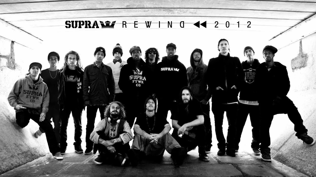 Rewind 2012 is a look back at one of the most memorable years in SUPRA history. The year began with a team photo shot in the Clockwork Orange tunnel in London—the first time the entire team had been assembled in one location. It was an inspirational moment and it set the tone for the successes that followed. We saw the release of Erik Ellington's fifth signature shoe (the Ellington) and Stevie Williams's first (the S1W). Four SUPRA pros teamed up with four SUPRA ams to create the Pro + Am Collection. The team had amazing tours of Australia, Europe, the East Coast, and Asia. Lizard hosted a very passionate Passion trip. The Three Amigos got busy in the Dirty South. There was tons of magazine coverage including a Jim Greco Thrasher cover and a Kevin Romar Skateboarder cover. So much happened in 2012 that it's going to be a tough year to beat, but SUPRA looks forward to 2013 as it takes a look back at 2012.<br /><br />SITE: http://www.suprafootwear.com<br />FACEBOOK: http://www.facebook.com/suprafootwear<br />TWITTER: http://www.twitter.com/suprafootwear<br />INSTAGRAM: http://instagram.com/suprafootwear<br />PINTEREST: http://www.pinterest.com/suprafootwear<br />TUMBLR: http://www.suprafootwear.tumblr.com/<br />VIMEO: http://www.vimeo.com/suprafootwear