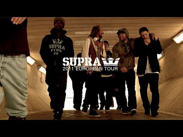 SUPRA 2011 EUROPEAN TOUR VIDEO<br /><br />The SUPRA 2011 European Tour marked the first time that every SUPRA team member was in the same place at the same time. The tour marked an unprecedented event in skateboarding history as the SUPRA team features some of the most notorious and legendary figures of the modern skateboard era: Erik Ellington, Lizard King, Jim Greco, Terry Kennedy, Stevie Williams, Tom Penny, Matt Mumford, Chad Muska, Ali Boulala, Furby, Boo Johnson, Spencer Hamilton, Keelan Dadd, and Neen Williams. See this traveling "Skateboard Hall of Fame" killing it in five different countries in the SUPRA 2011 European Tour Video.<br /><br />Directed By: Dennis Martin<br />Videography: Mark White, Dennis Martin<br />Editing: Studio Number Two<br /><br />SITE: http://www.suprafootwear.com<br />FACEBOOK: http://www.facebook.com/suprafootwear<br />TWITTER: http://www.twitter.com/suprafootwear<br />INSTAGRAM: http://instagram.com/suprafootwear<br />PINTEREST: http://www.pinterest.com/suprafootwear<br />TUMBLR: http://www.suprafootwear.tumblr.com/<br />VIMEO: http://www.vimeo.com/suprafootwear