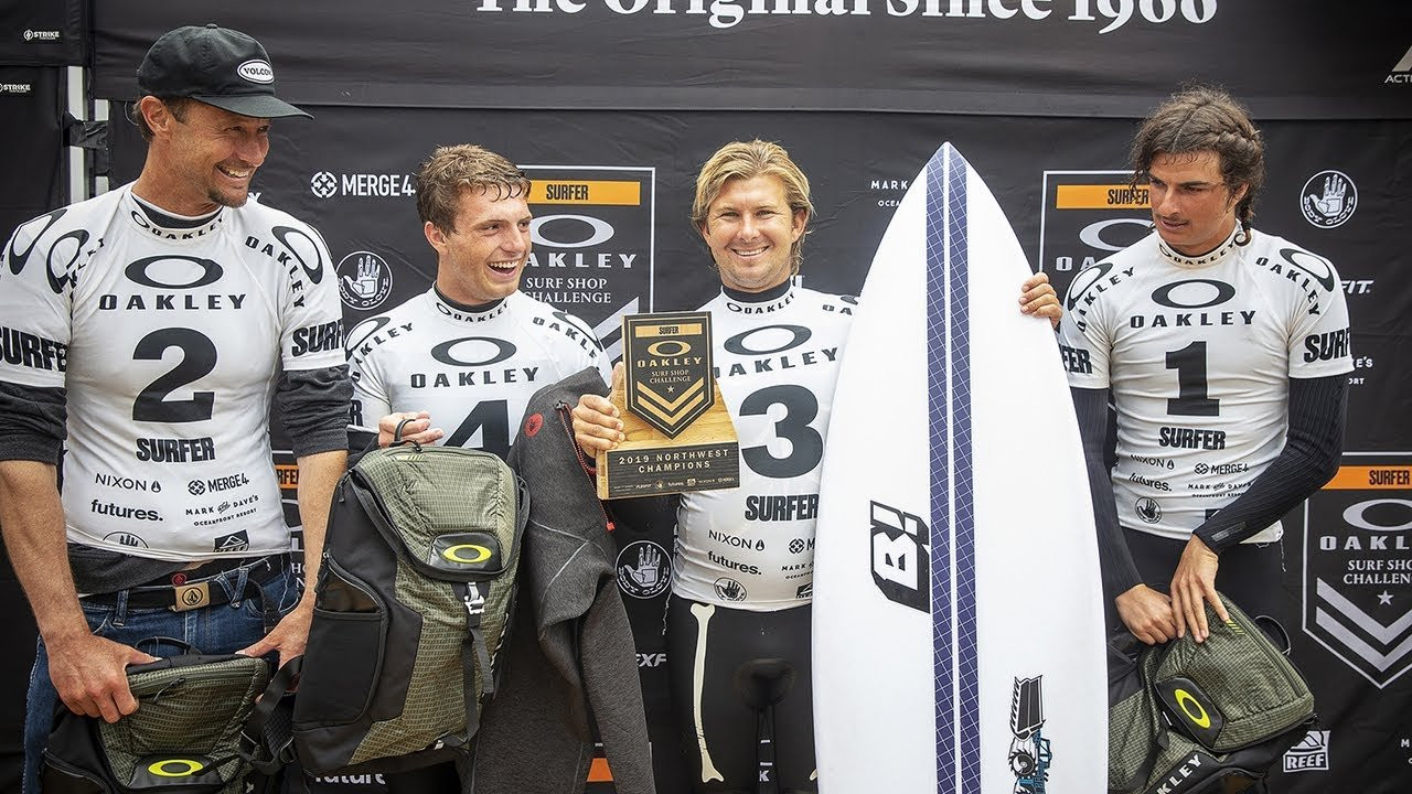 Pacific Wave Surf Shop of Santa Cruz has won the Oakley Surf Shop Challenge Northwest regional qualifier. After failing to make the finals in 2018 and giving up the regional title to Berdels, the now six-time Northwest winners are headed back to Mark & Dave’s place at Playa Colorado to compete for the National Championship.<br /><br />The stage was set for the nine shops competing in stop three of the Oakley Surf Shop Challenge with overcast skies and clean 2-4ft waves at Steamer Lane in Santa Cruz. Four squads would advance to the finals after three opening qualifier heats. The squad representing Freeline Surf Shop with Nat Young and father-son duo Peter Mel and John Mel secured the highest team score in round one with a 34.74. Channel Islands Surfboards, O’Neill Surf Shop, and Pacific Wave Surf Shop would also qualify for the final round.<br /><br />During the final heat, Nat Young opened scoring for Freeline with a solid 9.7, the event’s high score, but time management would prove a key strategic factor as wave conditions became a little inconsistent. As seasoned Oakley Surf Shop Challenge veterans, the squad from Pacific Wave Surf Shop managed their time well and completed the heat in first place with a total team tally of 30.3. Freeline Surf Shop threatened a close second (total 29.73) but the dwindling clock would not allow their final surfer to catch more than one score-able wave, a 2.9.<br /><br />Congratulations to Pacific Wave Surf Shop team members Randy Bonds, Austin Smith-Ford, Emmett Balassone, Alessandro Slebir on their Northwest OSSC title.<br /><br />“We’re super excited,” said Pacific Wave’s Austin Smith-Ford. “It was the first year being back at The Lane and my whole team was feeling right at home. I can’t believe we won, the teams were all so good this year and we had a really competitive final that came down to the wire. We couldn’t be any happier and we’ll see you soon Nicaragua!”<br /><br />The Nixon Base Tide PRO-formance Award was presented to Sam Coffey of O’Neill Surf Shop for his lofty frontside air reverse to the flats in the finals.<br /><br />Here is the full #SURFSHOPCHALLENGE 2019 schedule & waiting period<br /><br /> <br /><br />2019 Oakley Surf Shop Challenge ScheduleMarch 29 – Southwest – Seaside Reef, Cardiff, CA<br /><br />WINNER: Surf Ride Oceanside<br /><br />April 24 – Southeast – New Smyrna Beach Inlet, New Smyrna Beach, FL<br /><br />WINNER: Sunrise Surf Shop<br /><br />May 9 – Northwest – Steamer Lane, Santa Cruz, CA<br /><br />WINNER: Pacific Wave Surf Shop<br /><br />June 6/7 – West – 54th or 56th Street, Newport Beach, CA<br /><br />July 11/12 – Hawaii – Ala Moana Bowls, South Shore, HI<br /><br />August 13/14 – Mid-Atlantic – Outer Banks, Nags Head, NC<br /><br />September 9-13 – National Championship – Mark & Dave’s, Playa Colorado, Nicaragua