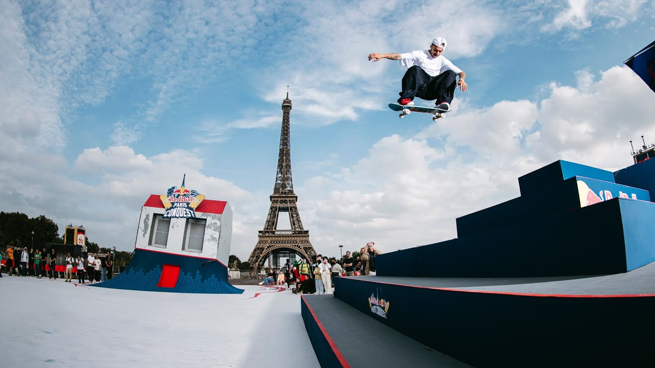 Letícia Bufoni and Trevor McClung rolled out their best tricks to delight the raucous crowd right at the foot of the Eiffel Tower to win 2021's Red Bull Paris Conquest.<br /><br />Red Bull Paris Conquest was the most energetic skate contest in recent memory, bringing new obstacle layouts, a head-to-head eliminator format, and new energies to Paris' Trocadero by the Eiffel Tower.<br /><br />Canadian TJ Rogers delivered a clinic in buttery ledge tech and showcased what is undeniably the best switch frontside 360 ollie in the game - his consistent trick bag enough for fourth in the men's event.<br /><br />Goofy-footed Aurélien Giraud broke three boards with his stupendous power and skated the semi-finals and finals on several borrowed boards to power his way to second thanks to a repertoire of big-block hammers, transition wonders, and a hardlflip late kickflip unseen outside of YouTube.<br /><br />Giraud's compatriot and crowd favorite Vincent Milou also snapped a board against TJ Rogers in his successful run-off for third, but it was American McClung who claimed the 2021 men's title on the back of thrilling moves like a switch backside 360 down the Bercy 5 block.<br /><br />In the women's event, Brazilian Bufoni demonstrated some of the strength in depth that marks out her talent by powering to the title, mixing the ability to go big with truly remarkable consistency.<br /><br />Bufoni's scheduled final rival Aori Nishimura of Japan had to withdraw from competing after an ankle injury with her last trick of the semi-final - having already secured a guaranteed second place - so a spontaneous three-way skate-off was held to decide the rest of the final four positions.<br /><br />Bufoni rolled out against both the impressive and effervescent local Charlotte Hym - who rode the crowd's energy to an excellent third place - and Argentina's Eugenia Ginepro, who used her transition skills to solid effect on the melting house and wave spots to bank a solid fourth spot.