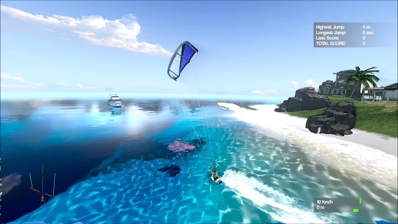 "Kiteboarding Pro" is a kitesurfing game developed by André Klein Martins, a sworn translator, kiteboarder, and game development hobbyist.<br /><br />The innovative arcade game uses semi-realistic physics and mechanics that allow riders to explore a large map full of islands, boats, and rideable obstacles.<br /><br />There's a story mode, a free ride mode, hooked-in and unhooked riding options and even high-tension power lines.<br /><br />The size of the kite changes according to the wind's strength.<br /><br />"Kiteboarding Pro" will be available on Steam by the end of 2021.