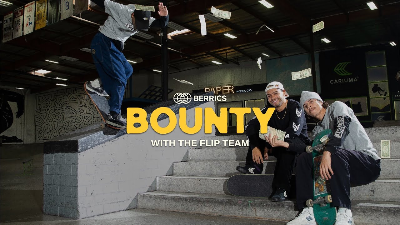 ​@FlipSkateboards1991's Art Cordova, Lucas Rabelo and Basral Graito rip through The Berrics to star in our new segment 'Berrics Bounty'. Watch as the Flip team handles the list of bounties our employees came up with ease. They came, they skated, they took all of our money.<br /><br />Subscribe to The Berrics: http://bit.ly/TheBerricsYoutube<br /><br />The Berrics is one of the world's largest skateboarding media companies founded by professional skateboarders Steve Berra and Eric Koston in December of 2007 that covers skate news, video parts, contests, music, culture, and more. Berra + Eric = Berrics<br /><br />With over 10,000 skateboarding videos under their belt, including Battle at The Berrics, Do A Kickflip and Life on Video, The Berrics is not only one of the most popular online platforms in skate culture but one of the most famous skate spots in the world. Tune in regularly to watch videos with @TonyHawk, @Prod84skate, @nyjah, Yuto Horigome, Rayssa Leal and many more.<br /><br />Subscribe to The Berrics: http://bit.ly/TheBerricsYoutube<br /><br />Daily Videos and More: http://theberrics.com<br />Shop our Online Store: https://canteen.theberrics.com/<br />Follow The Berrics on Instagram: http://instagram.com/berrics<br />Follow The Berrics on TikTok: https://www.tiktok.com/@berrics?<br />Follow The Berrics on Facebook: http://fb.com/berrics<br />Follow The Berrics on Twitter: http://twitter.com/berrics<br /><br />#Skateboarding #Berrics #TheBerrics #SkateboardingIsFun