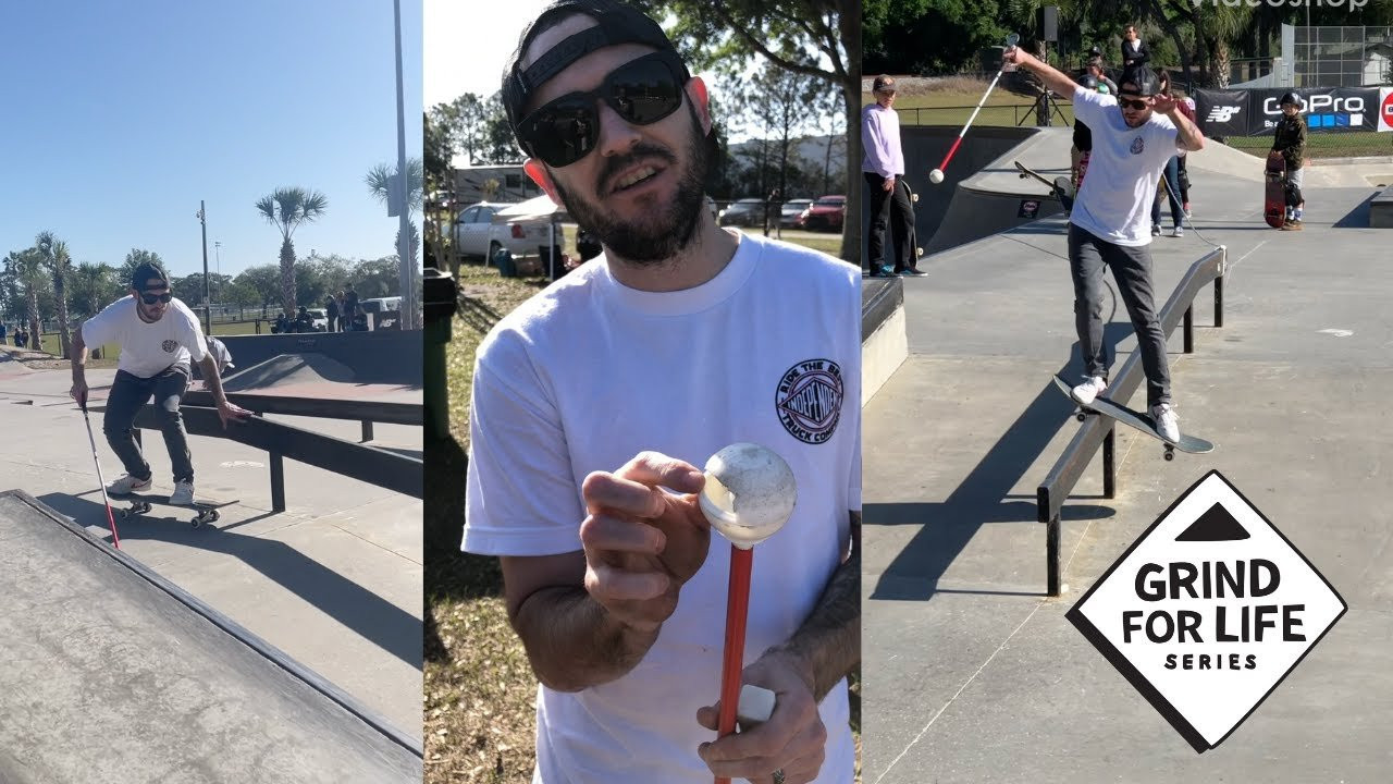 A conversation with Justin Bishop about how he uses a beeper box to help him figure out when to pop. Pretty inspiring to see how we all adapt to get skateboarding done, regardless of what you have to overcome.<br /><br /><br />Hope everyone had a good time at #GFLSeries yesterday. There were nearly 200 entries! Check full results at https://theboardr.com/results and we’ll see you in Lakeland next month.<br /><br /><br />#videodescription for the #blind and #visuallyimpaired - Using a rope, Justin guides himself to a down rail and performs a backside board slide.<br /><br /><br />Thanks to all our sponsors for backing GFL Series and the fight against cancer: Marinela, New Balance Numeric, Jain, Jessup, El Yucateco, Igloo, Red Bull, Zumiez, ProTec, GoPro, and Bones.
