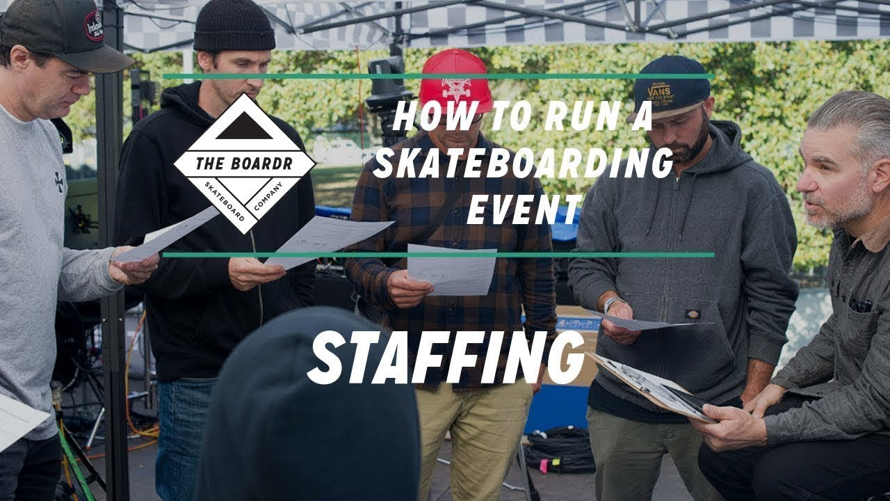 The crew executing your event is key to its success and people in each position need strengths in different areas. In this segment, we review all the key positions we have in the events we run.<br /><br /><br />Check the entire series here: https://theboardr.com/post/How_To_Run_a_Skateboarding_Event<br /><br />About this Series:<br /><br />Before we started The Boardr years ago, we ran events with Skatepark of Tampa for nearly two decades. We're still trying to improve everything we're doing, including evolving along with skateboarding and staying true to core values.<br /><br />We took some time to document everything from our playbook for a successful event in hopes that you or your organization can throw some fun and organized skateboarding events of your own. Whether large or small, existing or something you're planning for the future, we hope this detailed series covering all the major topics of running a skateboarding contest helps.<br /><br />If you have any questions or want our help in making your skateboarding event as professional and fun as it can be, hit us up at help@theboardr.com.