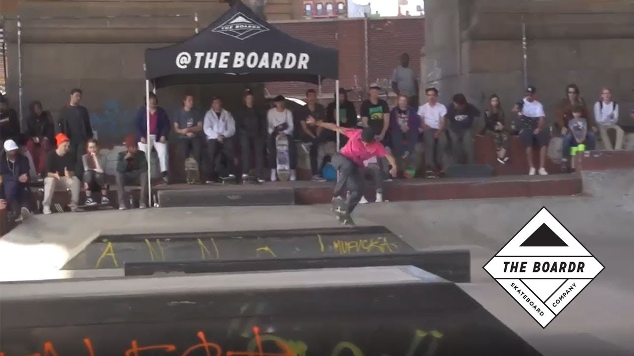 When Jereme Knibbs sends our text group sample street clips from his recent adventures, we get extra hyped at the ripping rampage he's been on. One of the most exciting things I've heard him say is, "I can't wait to show you what I can't show you right now." Looking forward to it, Jereme. He just won The Boardr Am at NYC today with this run. Congrats! He's headed to Am Getting Paid in Montreal for the Season Finals where he's in the Semi-Finals set to pick up his piece of the $20,000USD pie there. Thanks to everyone that skated today. Next stop is Huntington Beach on July 29th. Register at http://TheBoardrAm.com. Full results from today at http://TheBoardr.com/Results.