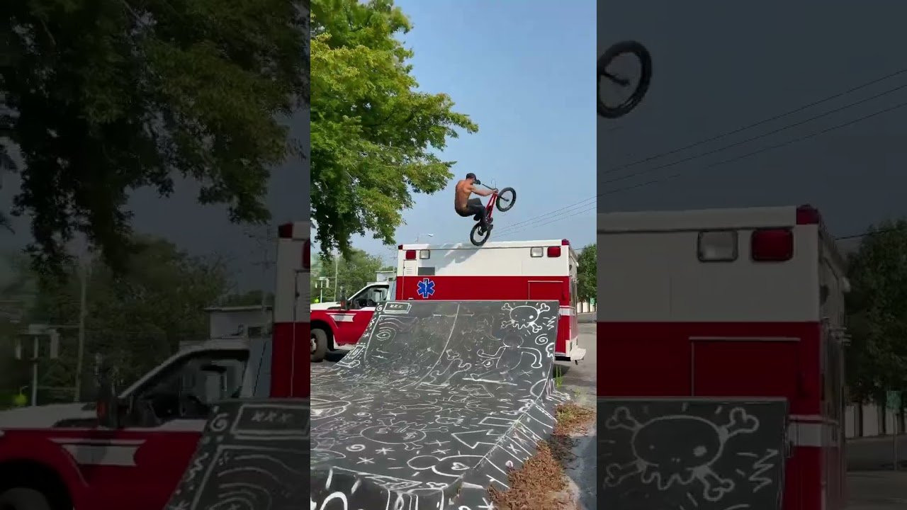 #bmxisfun <br />Corey Martinez puts his brakes to good use on this ambulance set up!
