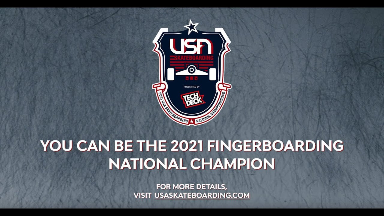 You can be the 2021 USA Skateboarding Fingerboarding National Champion! Post up to a :45 second unedited fingerboarding video on Instagram and hashtag #usafbnc #usaskateboarding #techdeck by May 4th for your chance to be crowned the first ever United States Fingerboarding National Champion presented by Tech Deck – full details at https://usaskateboarding.com/<br /><br />SUBSCRIBE to USA SKATEBOARDING: http://youtube.com/c/USASkateboarding...<br />Follow USA Skateboarding on INSTAGRAM: http://instagram.com/usaskateboarding<br />Shop Official USA SKATEBOARDING MERCH: http://usaskateboarding.com<br />Like USA Skateboarding on FACEBOOK: http://facebook.com/usaskateboarding<br />Follow USA Skateboarding on TWITTER: http://twitter.com/usaskateboard
