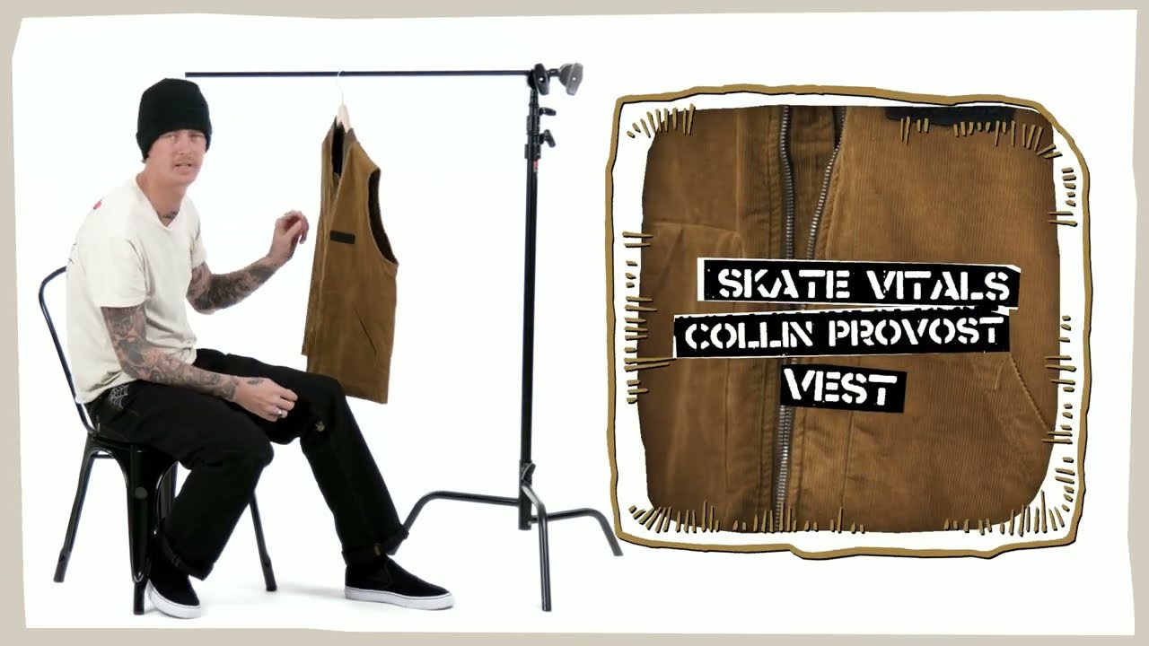 Collin Provost talks through his signature vest for Volcom Team Vitals. It's a brown cord with lots of secret pockets for anything from cans to your passport. It's made with a medium weight construction and features a soft and comfortable poly-filled taffeta lining so you can stay comfortable while you're out in space or touring the urban landscape. <br />Check out Collin's vest and the rest of the team vitals: https://vol.cm/vtvskate