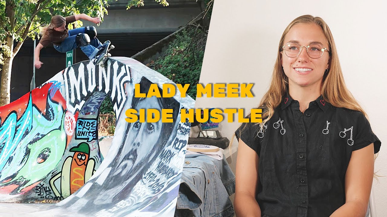 Hand-stitched embroidery from the queen of hand plants, it turns out that Lady Meek (https://www.instagram.com/ladyjmeek/) makes more than skateboard moves and has a whole other passion that has inadvertently turned into a Side Hustle when she is not out inverting. As the result of a heavy injury (fractured pelvis), Lady picked up the needle and thread hobby to make the most of her time while making herself a one-off to wear. Before she knew it she was getting requests from friends and fans of her work. Listen up as Lady Meek takes you through her process to transform her doodles into one-of-a-kind clothes designs, and how she takes something old and turns it into something all new.<br /><br />Filmed by Collin Schwartz (https://www.instagram.com/schwartzvideo/) and Josh Peacock (https://www.instagram.com/peacocksk8/)<br /><br />Subscribe to the Platfrm channel!<br />https://bit.ly/4aScSzM<br /><br />Follow us on:<br />TikTok: https://www.tiktok.com/@the_platfrm<br />Instagram: http://instagram.com/theplatfrm<br />Facebook: http://facebook.com/theplatfrm<br />Twitter: http://twitter.com/the_platfrm