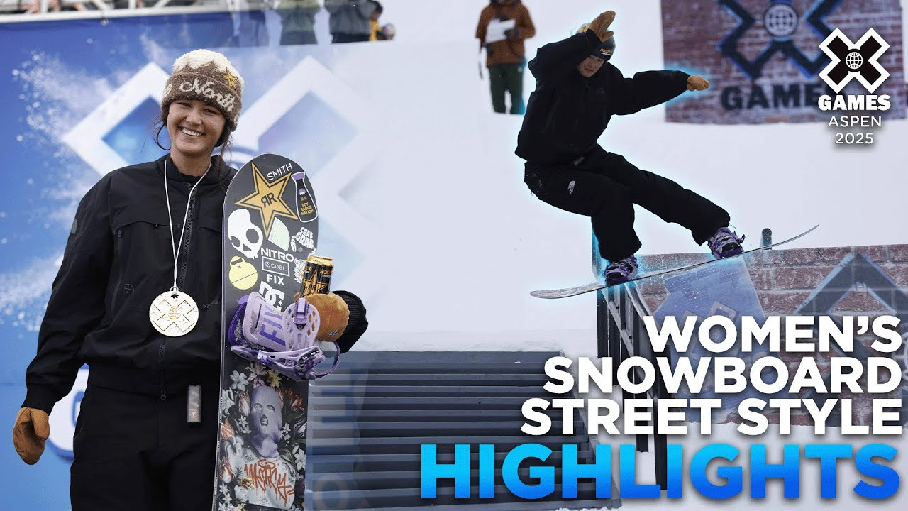 Watch the Women’s Snowboard Street Style highlights from X Games Aspen 2025!<br />The Street Style course is heavily inspired by obstacles that you’d find in any urban area. Primarily the obstacles include stairsets, handrails, ledges, and walls that require a more aggressive riding style to tackle. <br /><br />Street Style is judged on originality, difficulty, creativity, style, and trajectory.<br /><br />Rules at Glance:<br />Playoffs: 2 heats of 4 riders, 10 minute jam session. The best attempt will count as their score and the top 2 riders will advance to the final.<br />Final: 1 Heat of 4, 10 minute jam session, rider with best overall impression on judges wins.<br /><br /><br />____<br /><br />X Games — your destination for all things action sports, music, lifestyle and everything in between. <br /><br />Visit our official homepage at http://xgames.com for more coverage and highlights.<br /><br />SUBSCRIBE: https://www.youtube.com/XGames<br /><br />Check us on Social @XGames:<br />Instagram ► https://instagram.com/xgames<br />TikTok ► https://www.tiktok.com/@XGames<br />Twitter ► https://twitter.com/xgames<br />Facebook ► https://facebook.com/XGames<br />Twitch ► https://www.twitch.tv/xgames<br />Snapchat ► @xgames<br />Text Us! ► (772) 494-2637<br /><br />Thanks for watching #XGames!