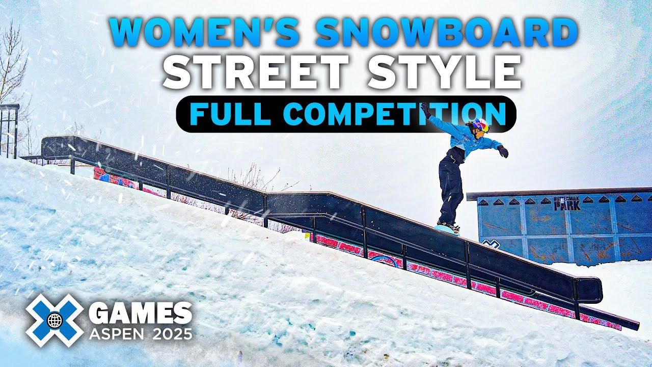 Watch the full Women’s Snowboard Street Style event from X Games Aspen 2025! <br /><br />The Street Style course is heavily inspired by obstacles that you’d find in any urban area. Primarily the obstacles include stairsets, handrails, ledges, and walls that require a more aggressive riding style to tackle. <br /><br />Street Style is judged on originality, difficulty, creativity, style, and trajectory.<br /><br />Rules at Glance:<br />Playoffs: 2 heats of 4 riders, 10 minute jam session. The best attempt will count as their score and the top 2 riders will advance to the final.<br />Final: 1 Heat of 4, 10 minute jam session, rider with best overall impression on judges wins.<br /><br />WATCH LIVE & FREE ON ROKU:<br />Join us for the ultimate celebration of action sports! For the full X Games Aspen 2025 schedule, click here: xgames.com/howtowatch <br /><br />#XGames #XGamesAspen #snowboarding<br /><br />____<br /><br />X Games — your destination for all things action sports, music, lifestyle and everything in between. <br /><br />Visit our official homepage at http://xgames.com for more coverage and highlights.<br /><br />SUBSCRIBE: https://www.youtube.com/XGames<br /><br />Check us on Social @XGames:<br />Instagram ► https://instagram.com/xgames<br />TikTok ► https://www.tiktok.com/@XGames<br />Twitter ► https://twitter.com/xgames<br />Facebook ► https://facebook.com/XGames<br />Twitch ► https://www.twitch.tv/xgames<br />Snapchat ► @xgames<br />Text Us! ► (772) 494-2637<br /><br />Thanks for watching #XGames!