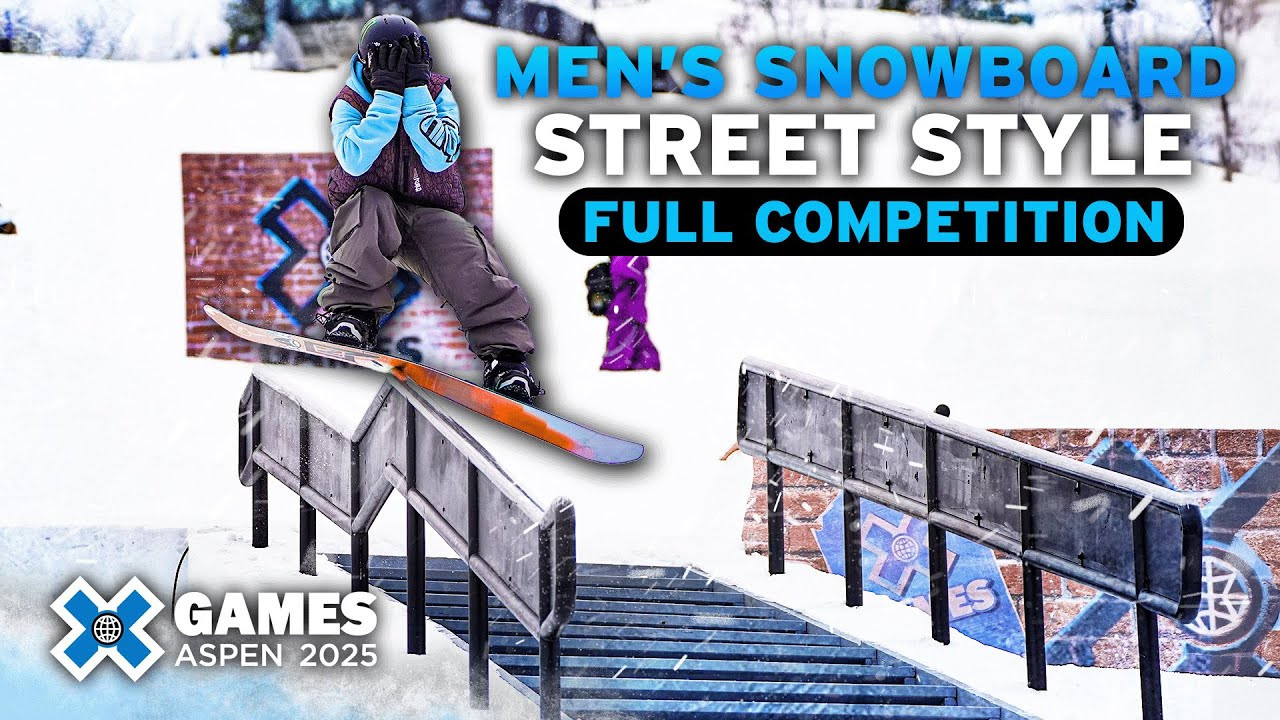 Watch the full Men’s Snowboard Street Style event from X Games Aspen 2025! <br /><br />How medal event is judged:<br />1 heat of 16 athletes competing with two :45 second runs each. Best run counts, scored 1-100. If an athlete falls during their run, the clock buzzer will sound and the run is over. Top 8 athletes from the elimination will advance to the final. Judges will score competitors throughout the contest.<br /><br />HOW TO WATCH<br />Join us for the ultimate celebration of action sports! For the full X Games Aspen 2025 schedule, click here: xgames.com/howtowatch <br /><br />#XGames #XGamesAspen #snowboarding #XGamesAspen2025<br /><br />____<br /><br />X Games — your destination for all things action sports, music, lifestyle and everything in between. <br /><br />Visit our official homepage at http://xgames.com for more coverage and highlights.<br /><br />SUBSCRIBE: https://www.youtube.com/XGames<br /><br />Check us on Social @XGames:<br />Instagram ► https://instagram.com/xgames<br />TikTok ► https://www.tiktok.com/@XGames<br />Twitter ► https://twitter.com/xgames<br />Facebook ► https://facebook.com/XGames<br />Twitch ► https://www.twitch.tv/xgames<br />Snapchat ► @xgames<br />Text Us! ► (772) 494-2637<br /><br />Thanks for watching #XGames!