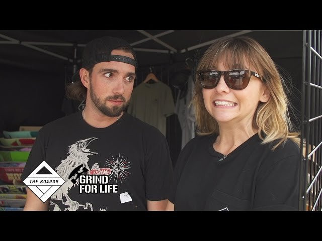 It's quite a diverse audience in the skateboard contest crowd at a Grind for Life event. From tykes to girls to men over 50 skating, you're guaranteed to find something entertaining. Amelia was on site to chat, including busting Jared for taking a dump on The Boardr Bus RV, an known no-no among the crew.