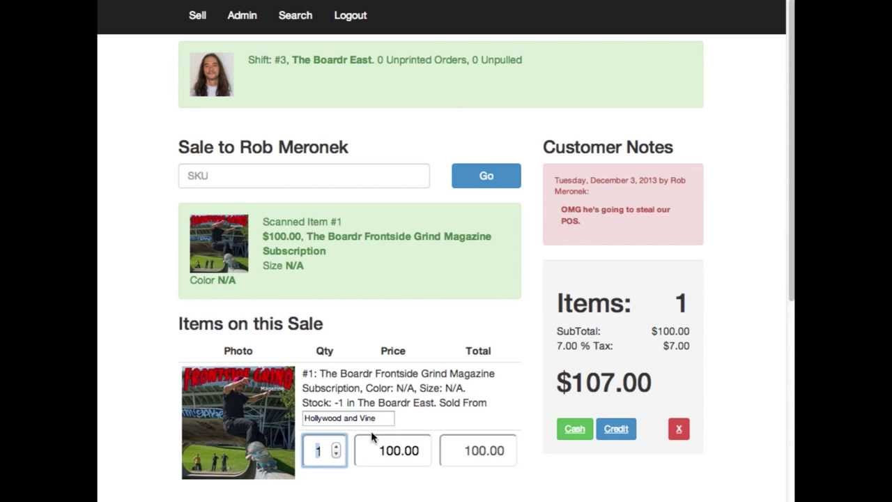 Last week I finished up all the back end business process stuff in our POS and Inventory Management system. I got a decent amount of work done this week and got the Point of Sale portion of it nearly completed. This is where you ring up sales and process a customer coming in to skate and/or buy something. I wonder if anyone will catch the few inside jokes I sprinkled in here? Anyway, here's another nerdy ass edition of Skate by Numbers where I take you through the rough draft of the POS portion of our system. I'm really building this one to focus on making multiple stores and inventory locations as easy to manage as possible.