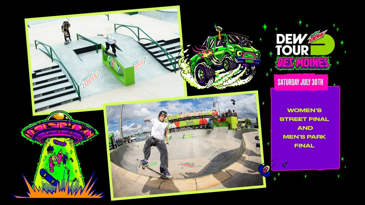 Watch the live broadcast of the 2022 Dew Tour in Des Moines, Iowa, from Lauridsen Skatepark, featuring some of the world’s best skateboarders and adaptive athletes. Dew Tour closes out with the women’s street final and the men’s park final. Scroll down below for event details and the full evening’s Schedule. #dewtour<br /><br />Event Details<br />The women’s skateboarding street final features eight of the world’s best skateboarders, where each competitor will be allotted three runs with 45-seconds for a chance to put together their best tricks for the judges. In the end, their best and highest-scoring run counts towards their final result.<br /> <br />The men’s skateboarding park final features 12 of the world’s best park skateboarders, where each competitor will be allotted three runs with 45-seconds for a chance to put together their best tricks for the judges. In the end, their best and highest-scoring run counts towards their final result.<br /> <br /><br />7/30/22 Schedule: (all times in CST)<br />7:00 – 8:00 pm Women’s Skateboarding Street Final<br />8:20 – 9:50 pm Men’s Skateboarding Park Final<br /><br />#dewtour #skateboarding