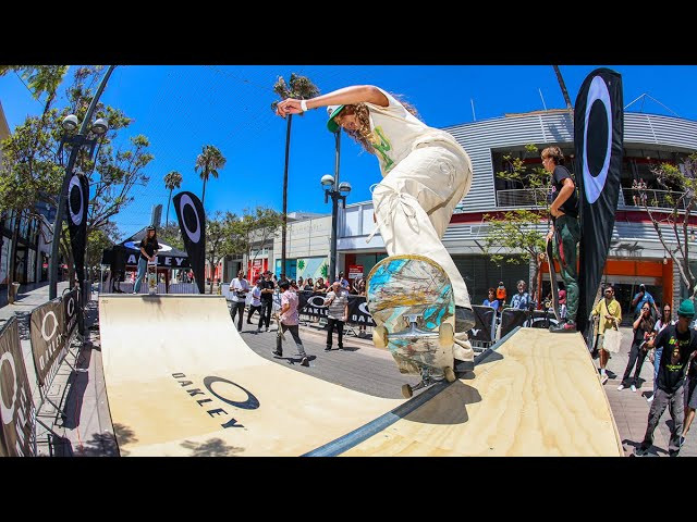 For this year's Go Skateboarding Day, Oakley stepped up big time by hosting a Day of Skate in Santa Monica, then donating a 16-foot wide mini ramp to the Chula Vista Skatepark in San Diego.<br /><br />First up was the Day of Skate which took place on the Saturday before GSD on Santa Monica's Third Street Promenade just a stone's throw from Oakley's flagship store. A mini ramp was constructed courtesy of Keen Ramps and the afternoon was host to several sessions open to the public. First was the Girls Rule Skate Session with Eunice Chang, Jan Thavy and a host of ripping ladies. Next up, Venice local Olan Prenatt stopped by to give kickflip lessons and rip the ramp. Photographer Andrew James Peters was on hand to shoot photos of everyone ripping and then had them printed out in the Oakley store. Finally the Oakley Skate Jam Session saw Chris Haslam, Sierra Fellers, Jordan Maxham and the San Diego Skate Club takeover the ramp for the remainder of the day. Over in the Oakley store they were hand dipping Frogskins in paint and hooking up anyone who wanted a pair with their own one of one shades. Meow Skateboards, Skate Like A Girl, Girl Is Not A Four Letter Word, and AYA Foundation were all involved and added to the positive vibes of the day. Safe to say everyone left stoked!<br /><br />Phase two of Oakley's give-back to the skate community was relocating the ramp from Santa Monica to Chula Vista. Local skateshop Arts Rec and its owners Kellen James and Mike Metcalf were on site to help Keen Ramps settle the now-widened ramp to its new home. On June 21, the longest day of the year, the first official day of summer, and of course Go Skateboarding Day, we had an epic all-day session at the Chula Vista park with all the hometown homies. The session went off like you'd hope it would on a warm, long summer day. Last Saturday and this Go Skateboarding Day were the perfect kick off to what will be a long summer of skating and hanging with our friends. We can't thank Oakley enough for making these events happen.<br />Check out all the photos: https://skateboarding.transworld.net/videos/go-skateboarding-day-2022-with-oakley-and-friends/