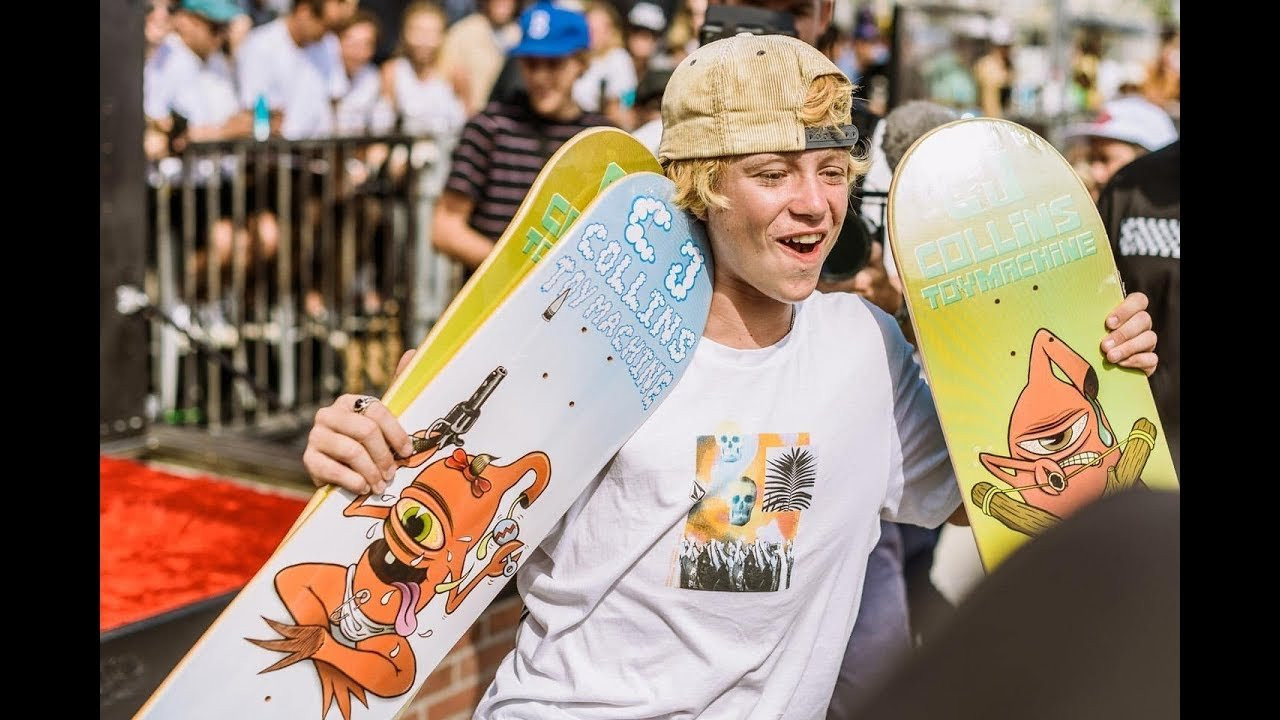 All the phone footage from and epic weekend at the Vans Showdown! Every year the US Open of Surfing takes over Huntington Beach, California. This year Toy Machine decided to add CJ Collins to their professional ranks surprising him with his very own pro board in the middle of the contest!<br /><br />We are very proud of you CJ! Welcome to the pro ranks CJ, we can't wait to see what you do from here!