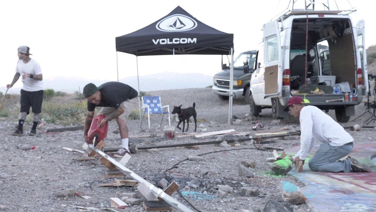 Somewhere along the filming process, the idea to make a giant Volcom Stone for the opening of Gavin Bottger's "Duel for Fuel" part came along. Then it evolved into a giant Volcom Stone that was on fire! With an idea, exact measurements and a loose plan we drove out to the infamous Nude Bowl to construct a giant flaming Volcom Stone around it. Turns out it was Gavin’s first time there and he had no trouble figuring out the crusty old pit. While the flames were lit and Gavin in the middle of it all, it was showtime! The drone was up in the air and everyone had a camera while Gavin blasted frontside air after frontside air until the flames went out. Not a bad first time experience at the Nude Bowl!<br /><br />See more at vol.cm/8lI4JW<br /><br />Filmed by Lannie Rhoades