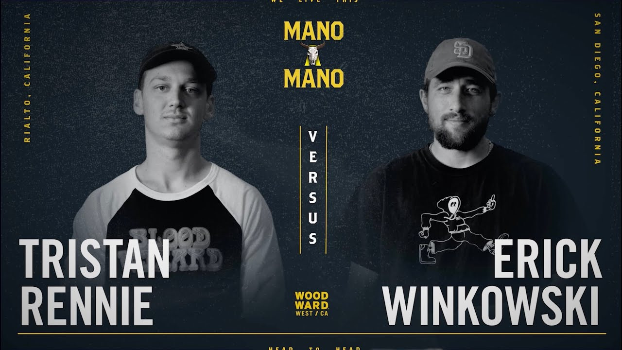Tristan Rennie takes on Erick Winkowski in the fifth game of Round 1, Mano A Mano 2023. <br />--<br /><br />Mano A Mano brings 32 of the world’s best transition skaters together for a single-elimination game of S.K.A.T.E. tournament on the iconic Mini Ramp at Woodward West. <br /><br />--<br /><br />Go to Woodward: http://www.woodwardpa.com | http://www.woodwardwest.com | http://www.worldofwoodward.com<br /><br />Shop Woodward Apparel & Accessories: http://www.shopcampwoodward.com <br /><br />Subscribe: http://bit.ly/subscribe2woodward​ <br /><br />Facebook: http://facebook.com/woodwardcamp​ <br />Instagram: http://instagram.com/woodwardcamp​ <br />Twitter: http://twitter.com/woodwardcamp
