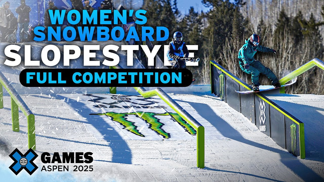 Watch the full Women’s Snowboard Slopestyle event from X Games Aspen 2025! <br /><br />How medal event is judged:<br />1 heat of 16 athletes competing with two :45 second runs each. Best run counts, scored 1-100. If an athlete falls during their run, the clock buzzer will sound and the run is over. Top 8 athletes from the elimination will advance to the final. Judges will score competitors throughout the contest.<br /><br />HOW TO WATCH<br />Join us for the ultimate celebration of action sports! For the full X Games Aspen 2025 schedule, click here: xgames.com/howtowatch <br /><br />#XGames #XGamesAspen #snowboarding #XGamesAspen2025<br /><br />____<br /><br /><br />X Games — your destination for all things action sports, music, lifestyle and everything in between. <br /><br />Visit our official homepage at http://xgames.com for more coverage and highlights.<br /><br />SUBSCRIBE: https://www.youtube.com/XGames<br /><br />Check us on Social @XGames:<br />Instagram ► https://instagram.com/xgames<br />TikTok ► https://www.tiktok.com/@XGames<br />Twitter ► https://twitter.com/xgames<br />Facebook ► https://facebook.com/XGames<br />Twitch ► https://www.twitch.tv/xgames<br />Snapchat ► @xgames<br />Text Us! ► (772) 494-2637<br /><br />Thanks for watching #XGames!