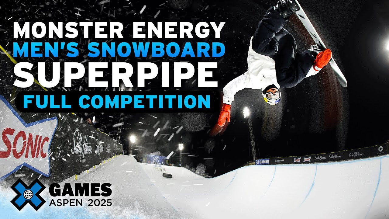 Watch the full Monster Energy Men’s Snowboard SuperPipe event from X Games Aspen 2025! <br /><br />How medal event is judged:<br />1 heat of 16 athletes competing with two :45 second runs each. Best run counts, scored 1-100. If an athlete falls during their run, the clock buzzer will sound and the run is over. Top 8 athletes from the elimination will advance to the final. Judges will score competitors throughout the contest.<br /><br />HOW TO WATCH<br />Join us for the ultimate celebration of action sports! For the full X Games Aspen 2025 schedule, click here: xgames.com/howtowatch <br /><br />#XGames #XGamesAspen #snowboarding #XGamesAspen2025<br /><br />____<br /><br /><br /><br />X Games — your destination for all things action sports, music, lifestyle and everything in between. <br /><br />Visit our official homepage at http://xgames.com for more coverage and highlights.<br /><br />SUBSCRIBE: https://www.youtube.com/XGames<br /><br />Check us on Social @XGames:<br />Instagram ► https://instagram.com/xgames<br />TikTok ► https://www.tiktok.com/@XGames<br />Twitter ► https://twitter.com/xgames<br />Facebook ► https://facebook.com/XGames<br />Twitch ► https://www.twitch.tv/xgames<br />Snapchat ► @xgames<br />Text Us! ► (772) 494-2637<br /><br />Thanks for watching #XGames!