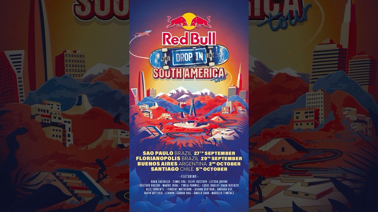 South America here we come! The Red Bull Drop-In Tour will be heading to Brazil, Argentina and Chile from 27 September 2024 to 05 October 2024. Time to get hyped! #RedBullDropInTour
