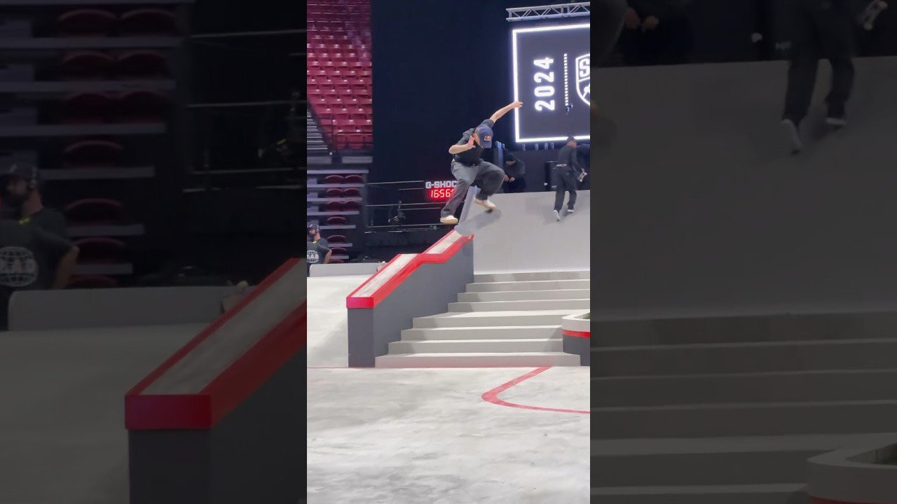 First try! Gustavo Ribeiro during SLS San Diego practice today. Watch it live tomorrow on streetleague.com! #skateboarding