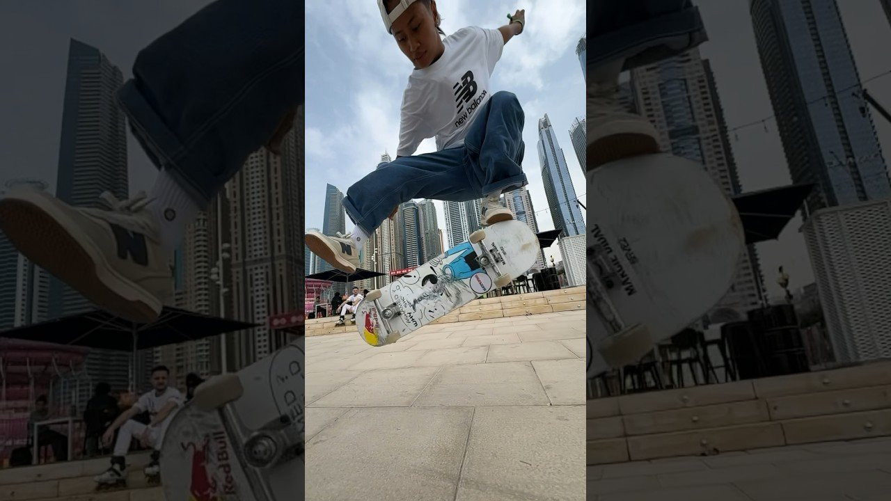 Margie loves skateboarding - flatground fun in Dubai! #skateboarding