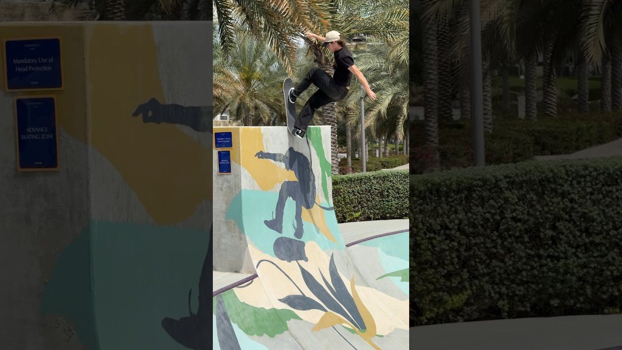 CJ Collins makes light work of adapting to some new skate terrain in Dubai! #skateboarding
