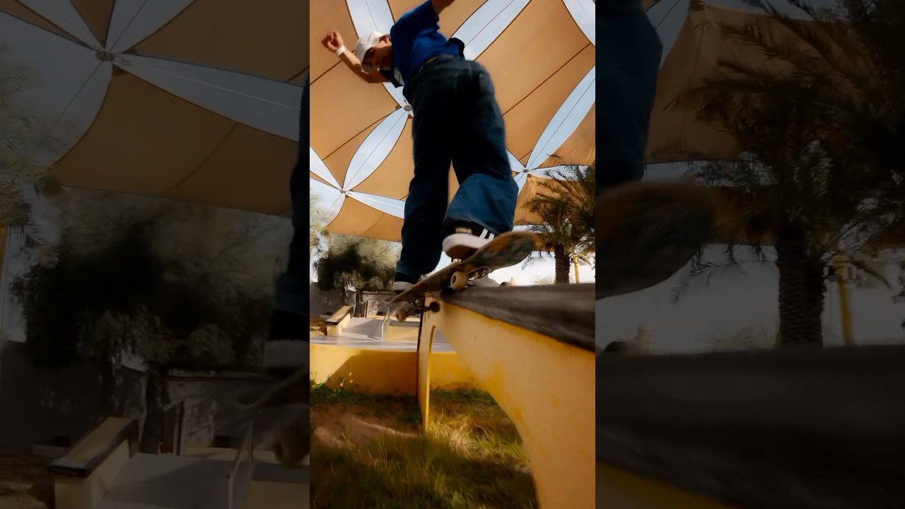 🤩 Angelo Caro Backside Sugarcane at a sick skatepark in Dubai! #skateboarding